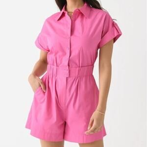 Hunter Bell Reed Jumpsuit in Azalea Pink Poplin Oversized Gorpcore Shorts Romper